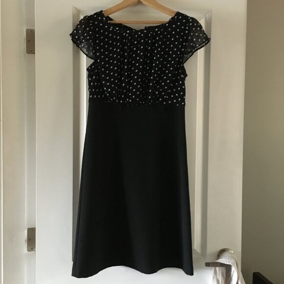 Rockabilly Polka Dot & Chiffon Scuba High Waist Retro Dress - Picture 4 of 16